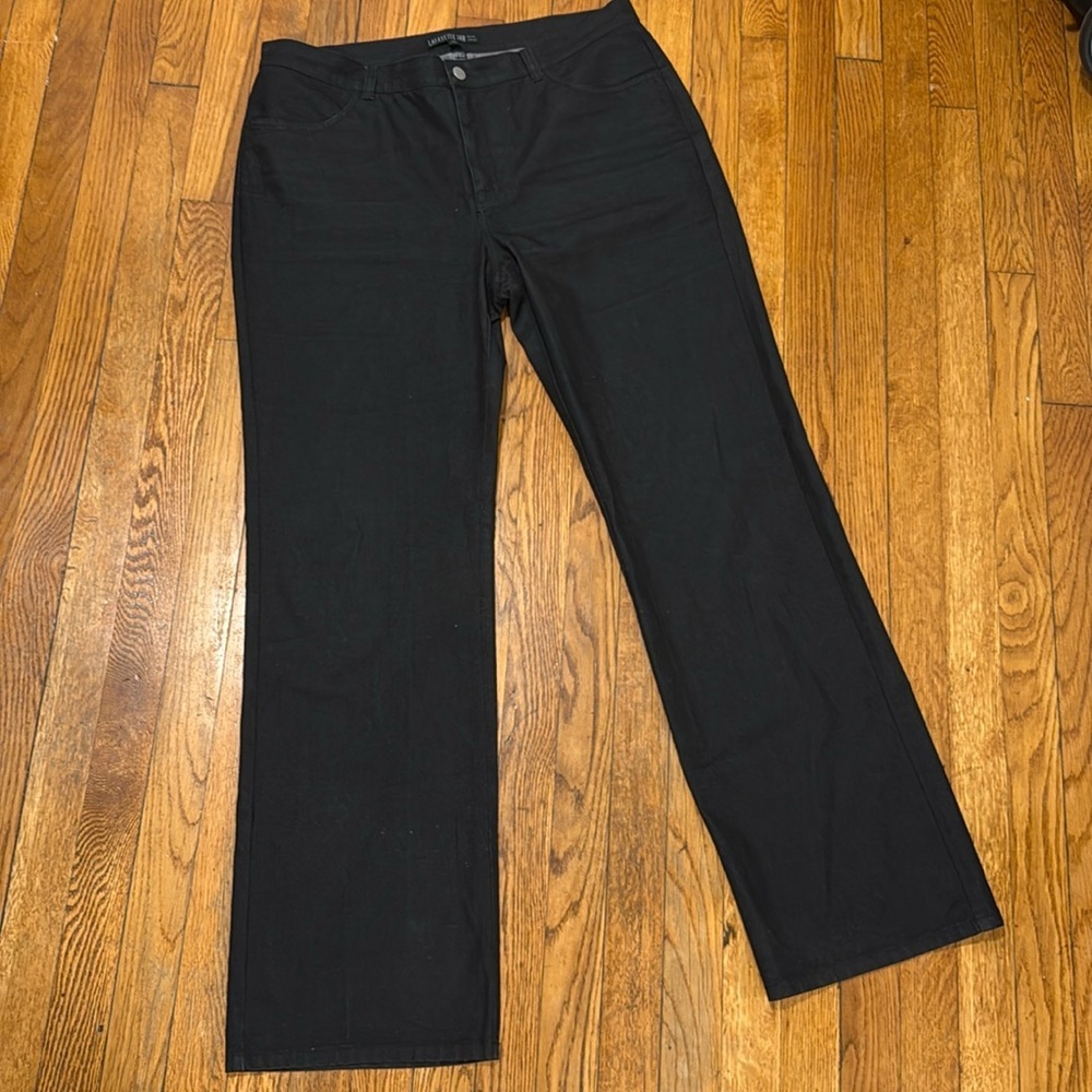 Lafayette 148 New York black denim wash wide leg jeans vintage size 14 LONG